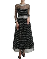 Dolce & Gabbana - Crystal Embellished A-Line Gown Dress - Lyst