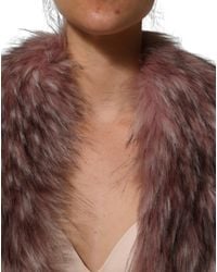Dolce & Gabbana - Pink Acrylic Faux Fur Knit Shrug Vest Top - Lyst