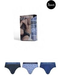 Emporio Armani - Blue Cotton Briefs - Lyst