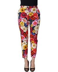 Dolce & Gabbana - Multicolor Floral Print Tapered Trouser Pants - Lyst