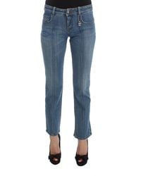 CoSTUME NATIONAL - Blue Cotton Slim Fit Cropped Jeans - Lyst