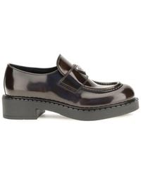 Prada - Brown Calf Leather Bos Taurus Slip - Lyst