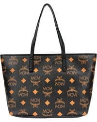 MCM - Aren Black Leather Shoulder Tote Bag - Lyst