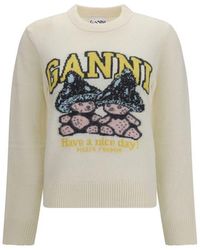 Ganni - Wool Oves Aries Sweatshirt - Lyst