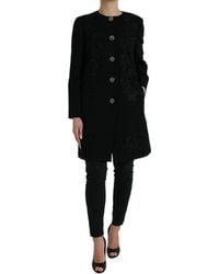 Dolce & Gabbana - Elegant Floral Buttoned Wool Trench Coat - Lyst