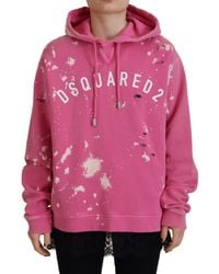 DSquared² - Logo Print Cotton Hoodie Sweatshirt Sweater - Lyst