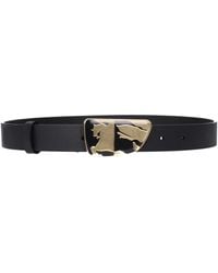 Burberry - Gray Leather Regular Belt - Lyst