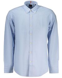 BOSS - Azzurro Cotton Mens Shirt - Lyst