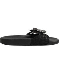 Dolce & Gabbana - Lace Crystal Sandals Slides Beach Shoes - Lyst
