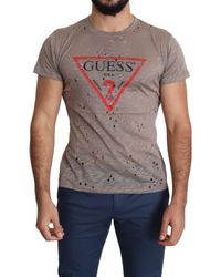 T-shirt Guess Uomo Blu Cotone Stampa Verde Guess Tg S M L E3/78 - Dresslix