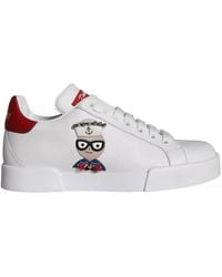 Dolce & Gabbana - Patch Calfskin Nappa Portofino Sneakers Shoes - Lyst