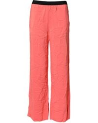 Jucca - Neon Pink High Waist Straight Wide Leg Trouser Pants - Lyst
