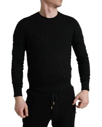 Dolce & Gabbana - Black Silk Crew Neck Men Pullover Sweater - Lyst