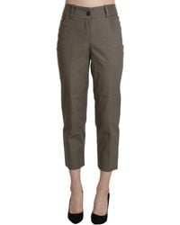 Bencivenga - Gray High Waist Cropped Dress Trouser Pants - Lyst