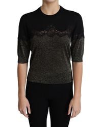 Dolce & Gabbana - Shiny Lurex Lace Insert Pullover Top - Lyst