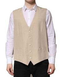 Dolce & Gabbana - Linen Dress Formal Waistcoat Vest - Lyst