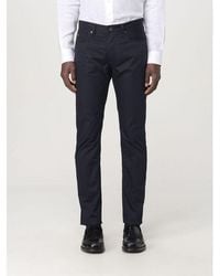 Emporio Armani - Blue Cotton Casual Pants - Lyst