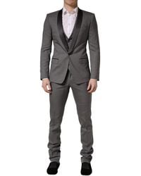 Dolce & Gabbana - Gray Wool Single Breasted 1 Button 3pc Suit - Lyst