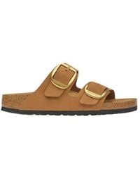 Birkenstock - Brown Leather Flat Sandals - Lyst