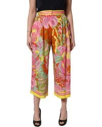 Dolce & Gabbana - Multicolor Floralprint Cropped Trouser Pants - Lyst