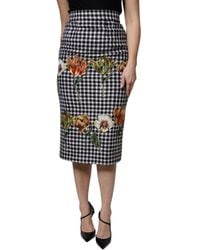 Dolce & Gabbana - Floral Print High Waist Pencil Cut Skirt - Lyst