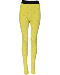 Dolce & Gabbana - Yellow Logo Slim Fit Leggings Pants - Lyst
