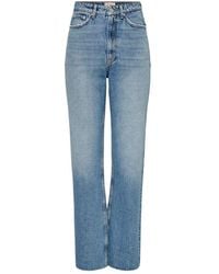 ONLY - Light Blue Cotton Relaxed Fit Jeans - Lyst