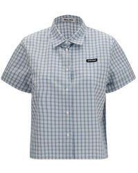 Miu Miu - Blue Cotton Pattern Shirt - Lyst