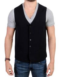 CoSTUME NATIONAL - Black Wool Blend Casual Vest - Lyst