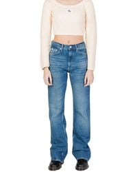 Calvin Klein - Blue Cotton Mom Jeans - Lyst