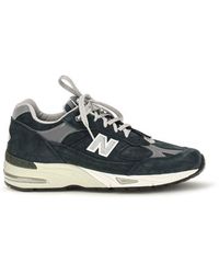 New Balance - Blue Suede Leather Athletic Sneakers - Lyst