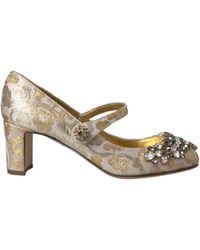 Dolce & Gabbana - Jacquard Crystal Mary Janes Pumps Shoes - Lyst