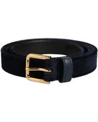 Dolce & Gabbana - Dark Blue Velvet Gold Tone Metal Buckle Belt - Lyst