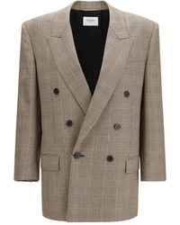 Saint Laurent - Beige Wool Oves Aries Blazer - Lyst