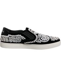 Dolce & Gabbana - Black Embellished London Men Slip On Shoes - Lyst