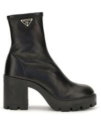 Prada - Black Calf Leather Bos Taurus Ankle Boots - Lyst