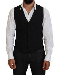 Dolce & Gabbana - Black Wool Striped Double Breasted Formal Vest - Lyst
