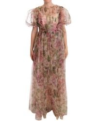 Dolce & Gabbana - Floral Print Nylon Maxi Dress - Lyst