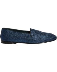 Dolce & Gabbana - Blue Glitter Lurex Dg Logo Dress Loafers Shoes - Lyst
