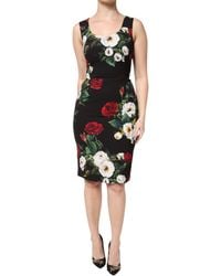 Dolce & Gabbana - Floral Print Sleeveless Sheath Dress - Lyst