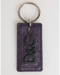 Dolce & Gabbana - Violet Leather Logo Metal Ring Men Keychain Keyring - Lyst