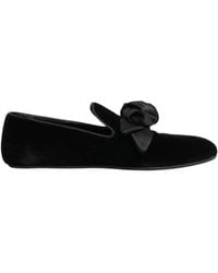 Dolce & Gabbana - Black Suede Cotton Rose Slip On Loafers Shoes - Lyst