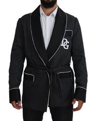 Dolce & Gabbana - Striped Wrap Jacket With Dg Patch - Lyst