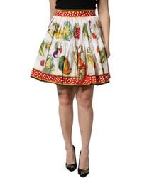 Dolce & Gabbana - Multicolor Vegetable Print Short Poplin Mini Skirt - Lyst
