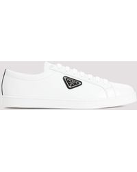 Prada - White And Black Iane Calf Leather Sneakers - Lyst