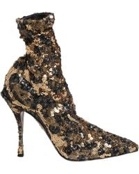 Dolce & Gabbana - Sequnined Leopard Ankle Boots In In Multicoloured Calfskin And Sequins - Lyst