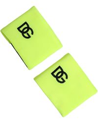 Dolce & Gabbana - Yellow Green Dg Logo Polyester 1 Pair Wristband - Lyst