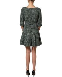 Dolce & Gabbana - Tweed Belted Babydoll Mini Dress Acrylic Wool Polyester Nylon - Lyst