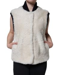 Burberry - White Warrenford Shearling Leather Vest Coat Jacket - Lyst