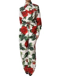 Dolce & Gabbana - Floral Print Cotton Jumpsuit Dress - Lyst